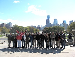 The group celebrates a successful week, taking a day off to tour Philadelphia, Pennsylvania.