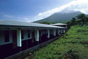 Maritza Biological Station dormitory with Orosi volcano in the background.