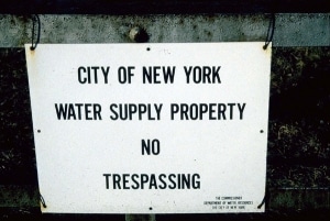 City of New York water supply sign.