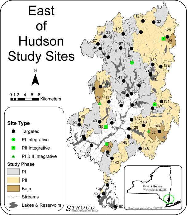 A map of the New York Project East of Hudson sites.