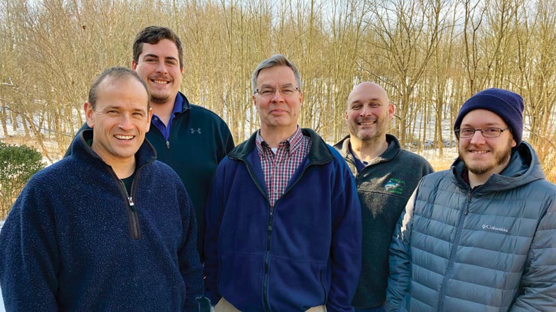 Photo of the Watershed Restoration team including Lamonte Garber, Calen Wylie, David Wise, Matt Ehrhart, and Matt Gisondi.