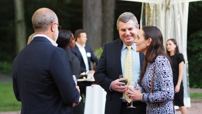 Guests enjoying cocktail hour at the 2023 Water's Edge gala.