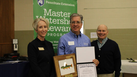 John Jackson, Ph.D., accepts the 2025 York County Master Watershed Stewards Outstanding Partner Award on behalf of the Stroud Center.
