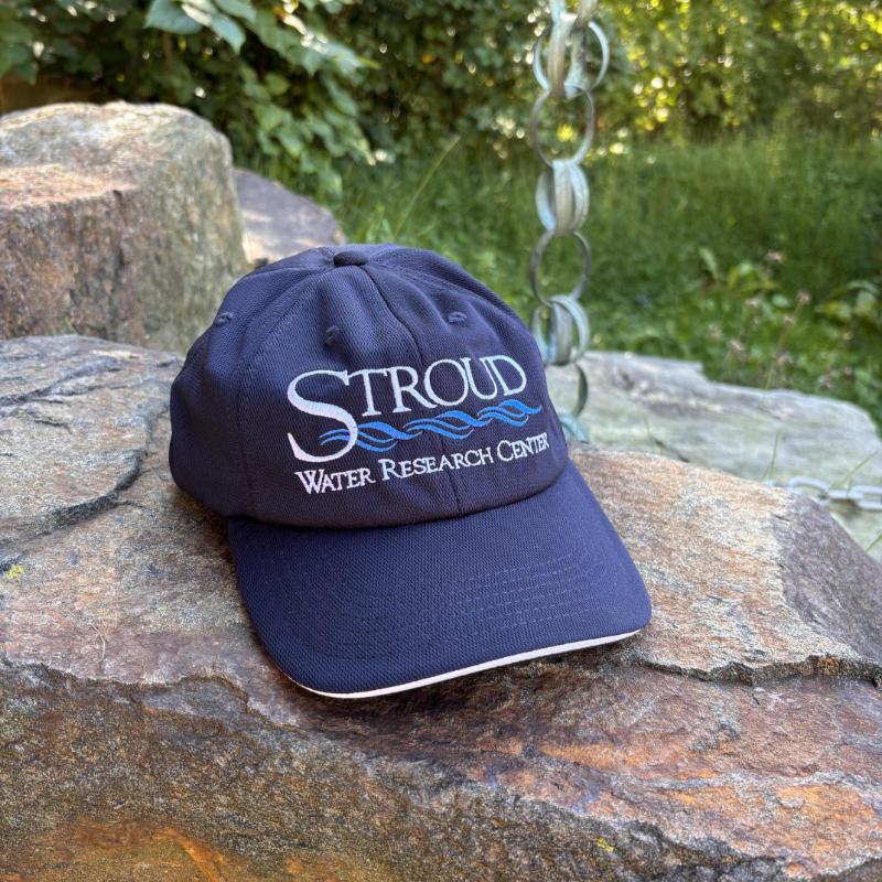 Front view of the dark blue Stroud Center ball cap.