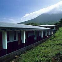 Maritza Biological Station dormitory with Orosi volcano in the background.
