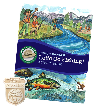 Junior Ranger Angler booklet and badge.