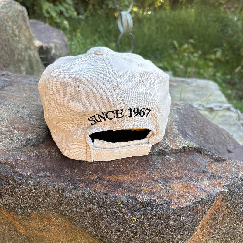 Back view of the light tan Stroud Center ball cap.