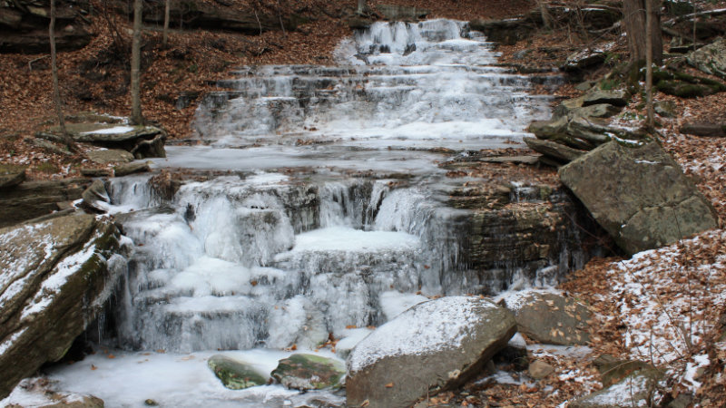 Little Four Mile Run Waterfall in Winter by Laura Zgleszewski
