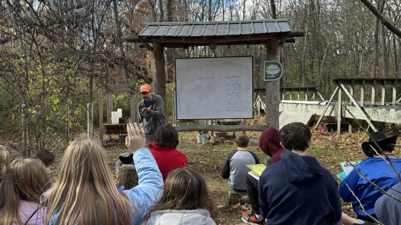 Radnor Middle School students learn in the Stroud Center's outdoor classroom.