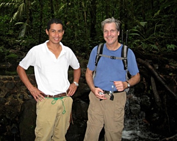 Rafa Morales, station manager at Maritza Biological Station in Costa Rica, with Jamie Blaine, author.
