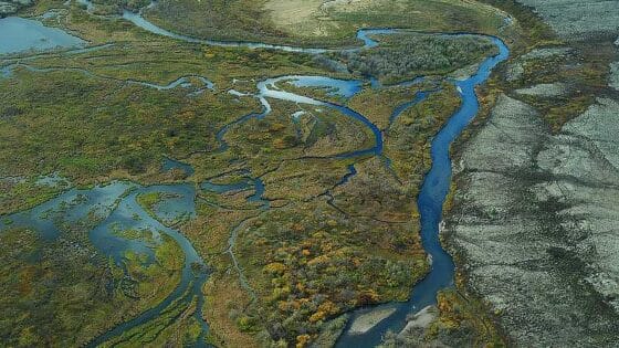 Aerial view of a braided wetland by U.S. EPA