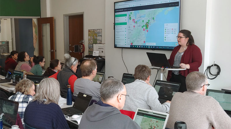 Workshop leader provides instructions to professionals on using Monitor My Watershed. 