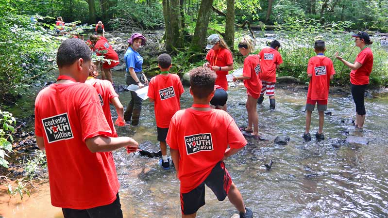 Coatesville Youth Initiative campers in White Clay Creek