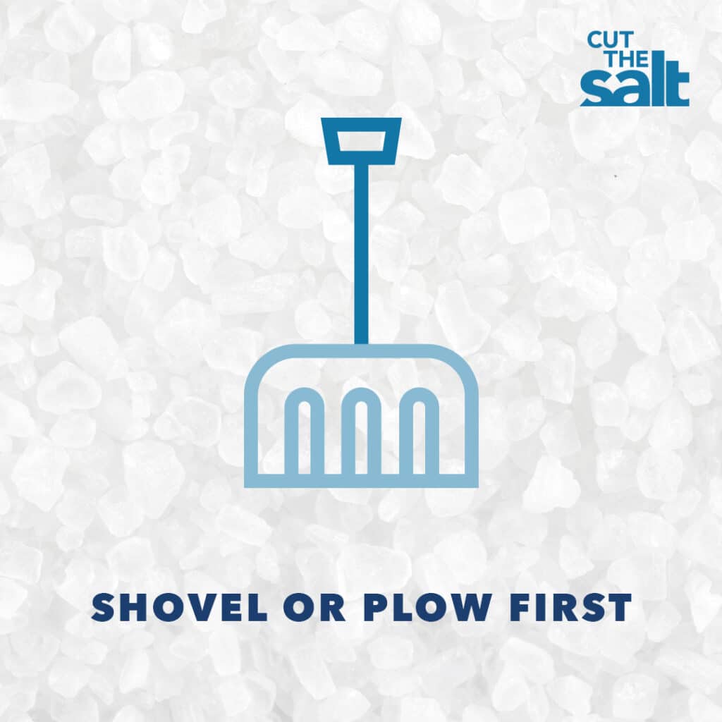 Cut the salt graphic: a snow shovel with the text, shovel or plow first.