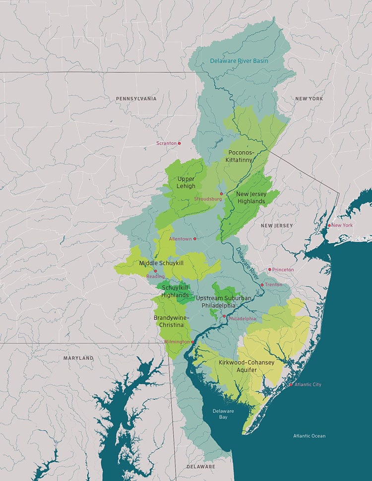 Map of the Delaware River basin.