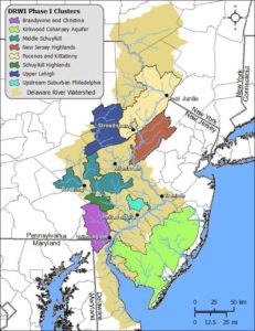 Map of the Delaware River Watershed Initiative targeted subwatersheds