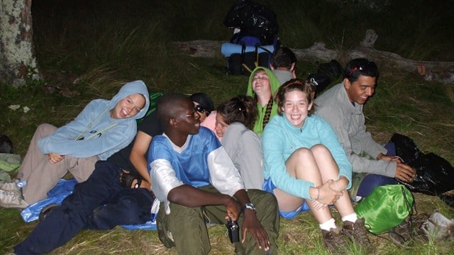 Trekkers rest after a long day.