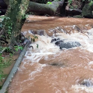 Stream flooding near Maritza Biological Station in Costa Rica.