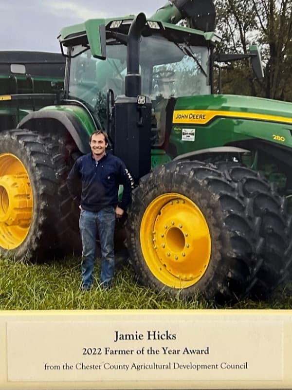 Jamie Hicks 2022 Farmer of the Year Award from the Chester County Agricultural Development Council.
