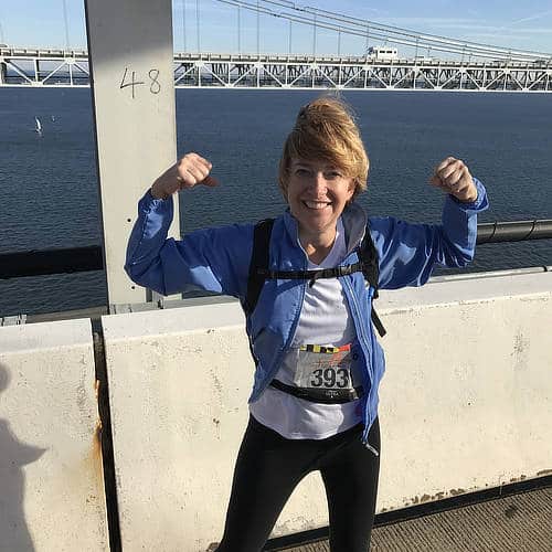 Jen Merrill during a 10K race across the Chesapeake Bay Bridge.