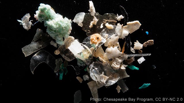 Photo of microplastics on a black background