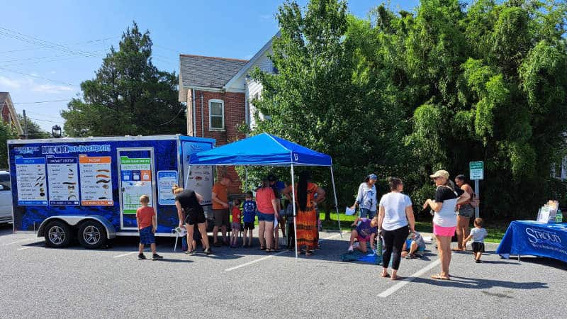 The Watershed Education Mobile Lab set up outside the Oxford Area Library.