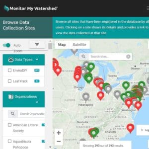 Screenshot of the Monitor My Watershed data-sharing portal.