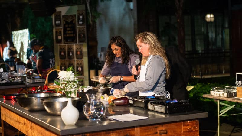 Chef Jessica Erin Byers and Chetna Macwan in The Bee's Knees Culinary Competition.