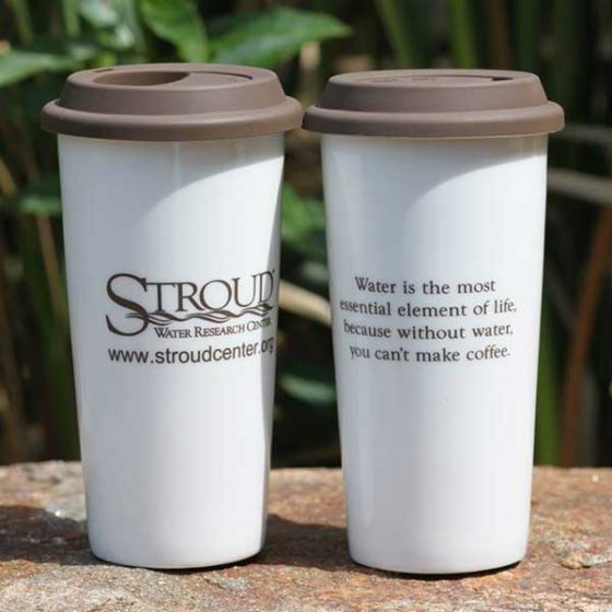 Stroud Center ceramic travel coffee cup.