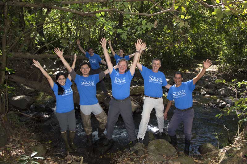 Stroud Center scientists near a Costa Rican stream