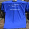 T-shirt back with the message, the future of fresh water starts here.