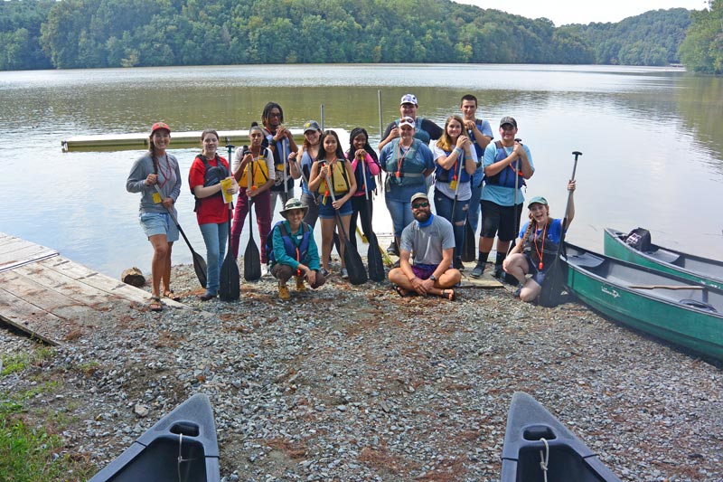Group photo of high school students at Octoraro Reservoir