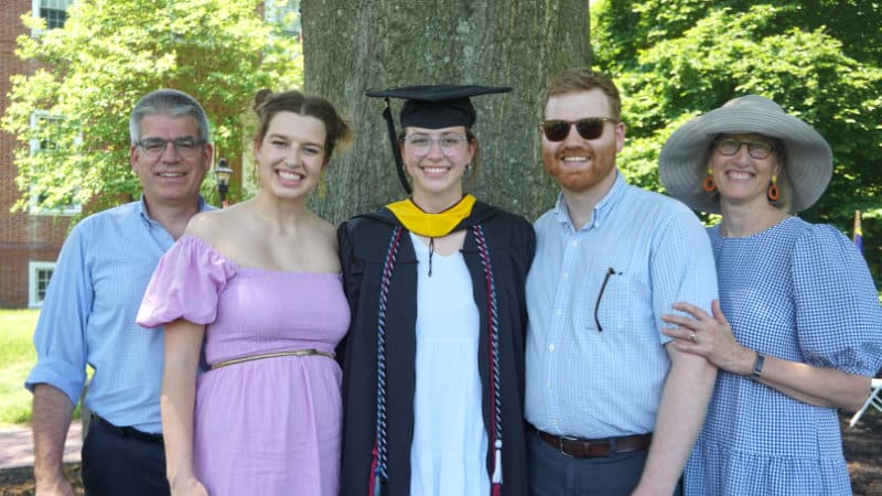 Sylvie Randall with her family at her college graduation.