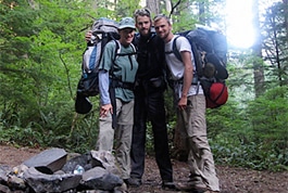 Robin Mann, vice president of conservation, Sierra Club, backpacks with her sons Ted and Lindsay.