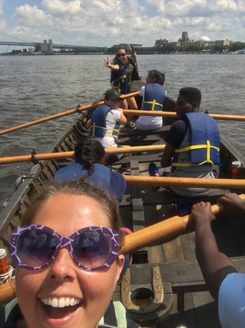 Jen Totora teaching rowing