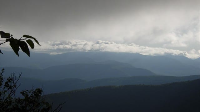 Clouds looming over the Catskill Mountains.