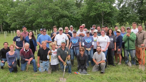 Volunteers help the Stroud Center plant streamside forests.