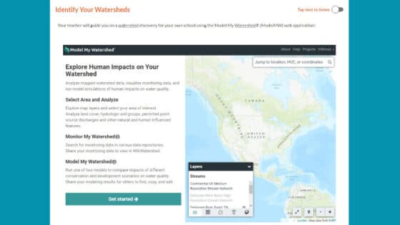Screenshot of the Watershed Awareness Using Technology and Environmental Research for Sustainability online curriculum.